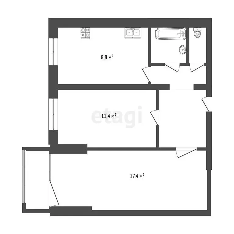 2-комнатная квартира: Белгород, улица Будённого, 12 (51.1 м) - Фото 1
