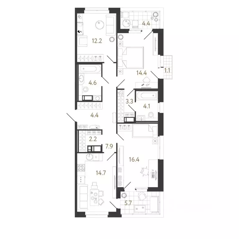 3-к кв. Санкт-Петербург ул. Бабушкина, 2 (84.2 м) - Фото 0