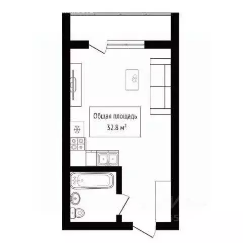 Квартира-студия: Новосибирск, улица Татьяны Снежиной, 41 (32.5 м) - Фото 2