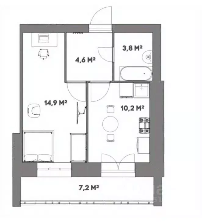 1-к кв. Ярославская область, Ярославль пер. 4-й Норский, 2 (37.1 м) - Фото 1