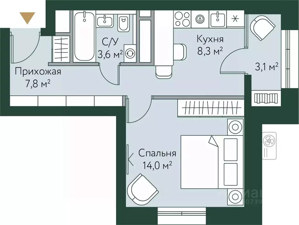 1-к кв. Волгоградская область, Волгоград Новосибирская ул., 74 (36.8 ... - Фото 0
