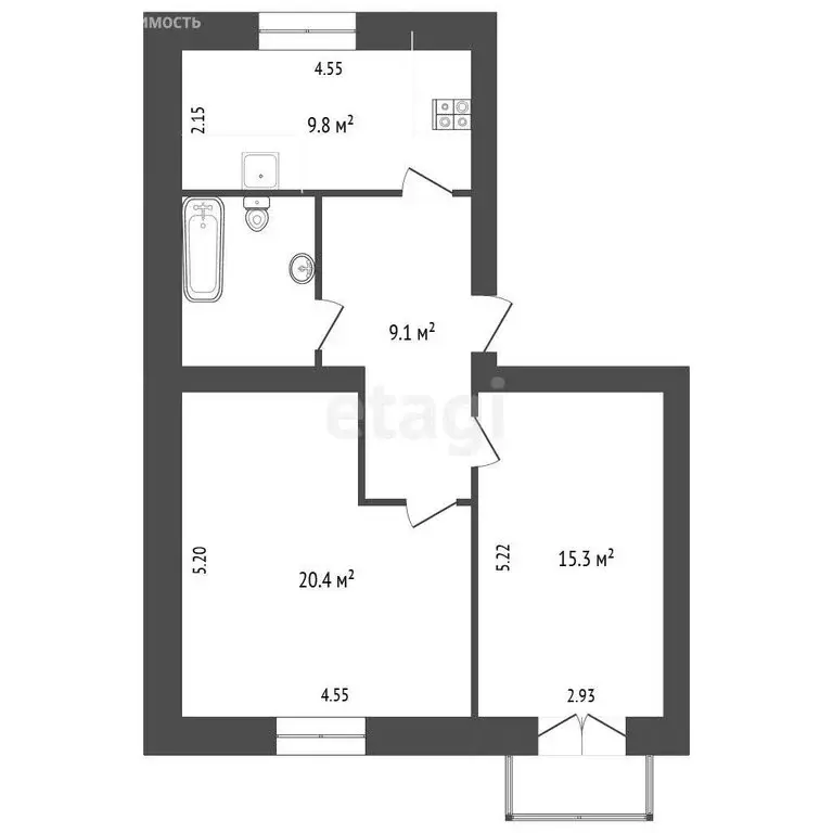 2-комнатная квартира: Пермь, улица Клары Цеткин, 1 (60.4 м) - Фото 0