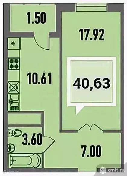 Продаётся 1-к квартира, 40.75 м - Фото 0