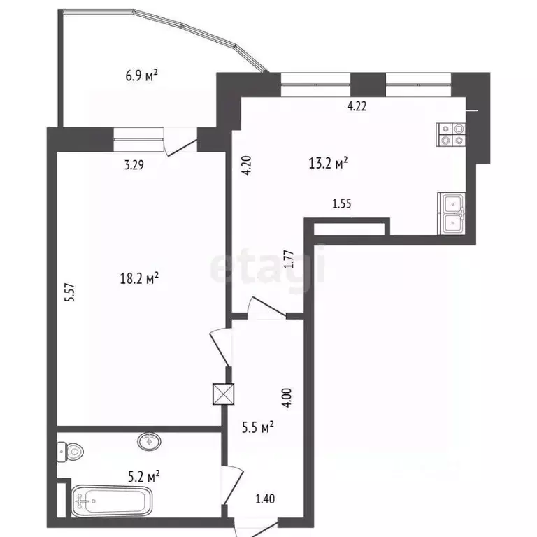 1-к кв. Тюменская область, Тюмень ул. Василия Гольцова, 3 (42.0 м) - Фото 2