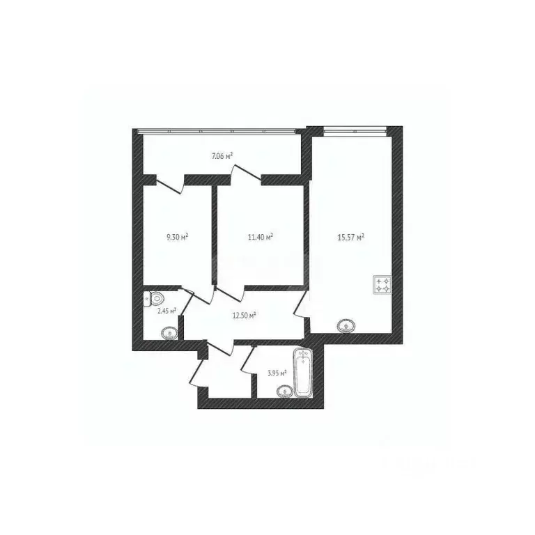 2-к кв. Брянская область, Брянск ул. Имени А.Ф. Войстроченко, 5 (65.0 ... - Фото 2