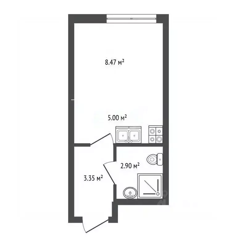 Студия Санкт-Петербург просп. Крузенштерна, 4 (19.7 м) - Фото 2