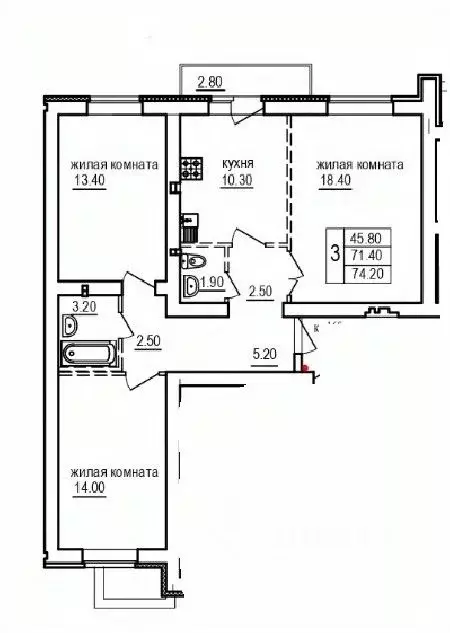 3-к кв. Саратовская область, Саратов ул. 1-я Благодатная, 3 (74.2 м) - Фото 0