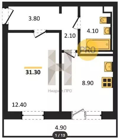 Продаётся 1-к квартира, 35.35 м - Фото 0