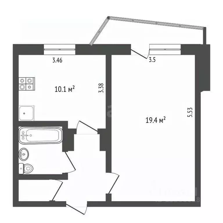 1-к кв. Омская область, Омск ул. Конева, 32 (37.9 м) - Фото 1