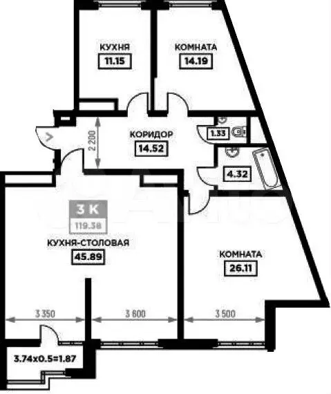 3-к. квартира, 119,4 м, 18/19 эт. - Фото 1