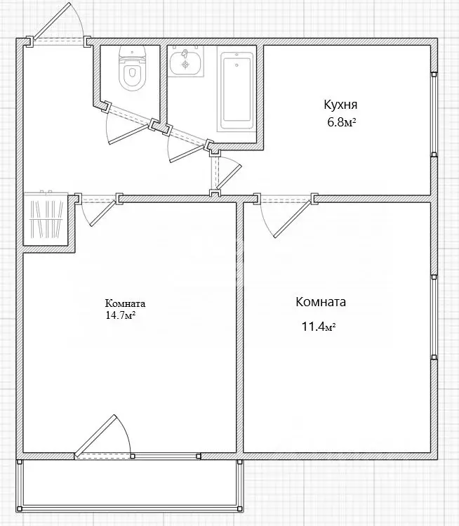 2-к кв. Пензенская область, Пенза Пролетарская ул., 52 (39.6 м) - Фото 2