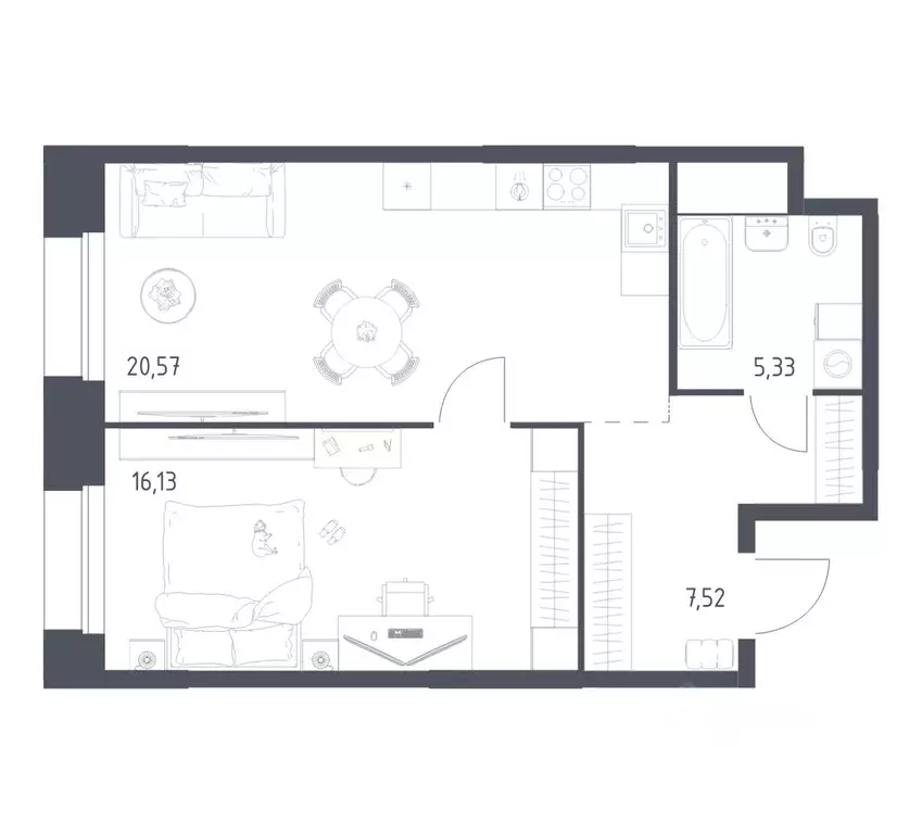 1-к кв. Москва Тропарево Парк мк, к2.2 (49.55 м) - Фото 1