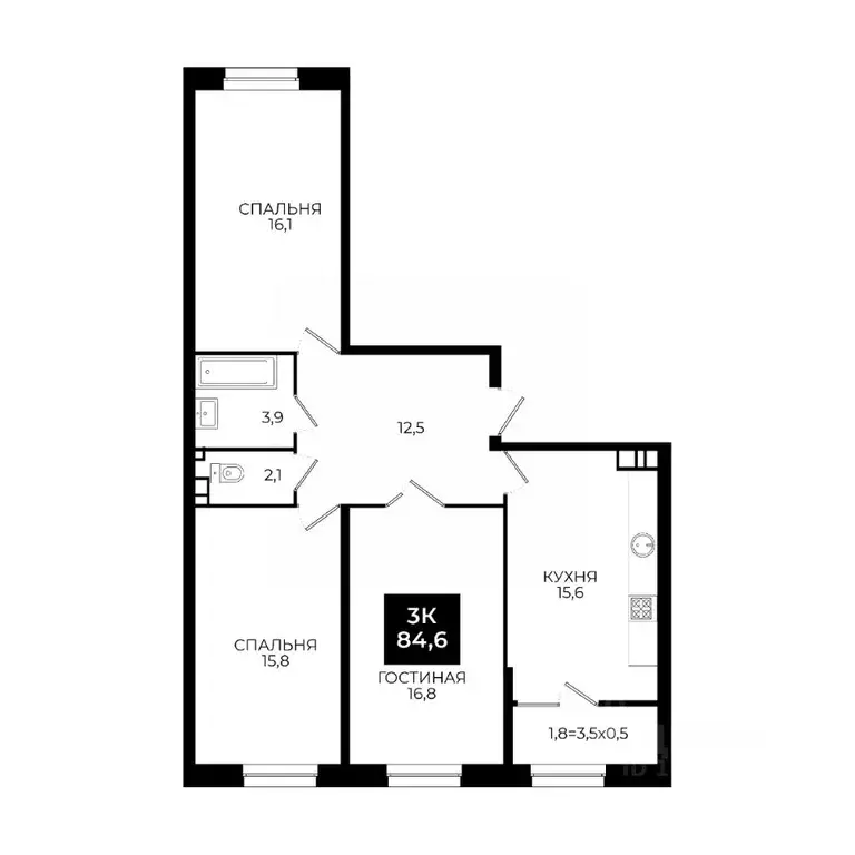 3-к кв. Ставропольский край, Ставрополь ул. Южный обход, 65 (84.6 м) - Фото 1