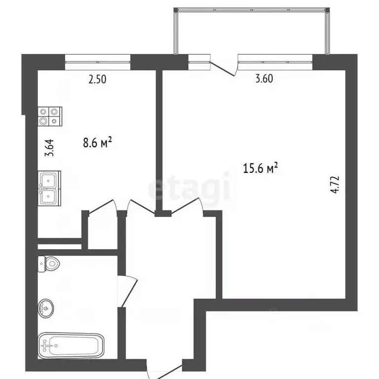 1-к кв. Калужская область, Калуга городской округ, д. Колюпаново 13 ... - Фото 1