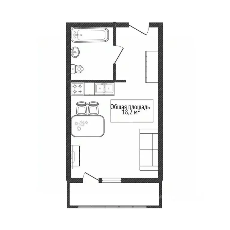 Студия Новосибирская область, Новосибирск ул. Забалуева, 90 (18.2 м) - Фото 2