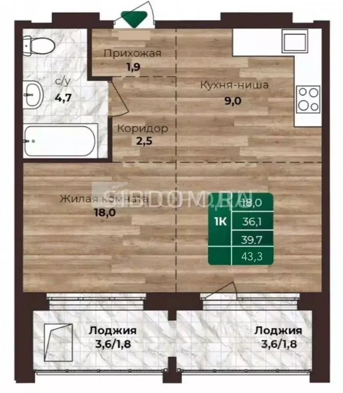 2-к кв. Алтайский край, Барнаул ул. 6-я Нагорная, 15Вк3 (43.0 м) - Фото 2