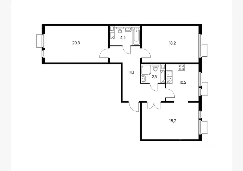 3-к кв. Московская область, Балашиха ул. Реутовская, 14 (87.6 м) - Фото 2