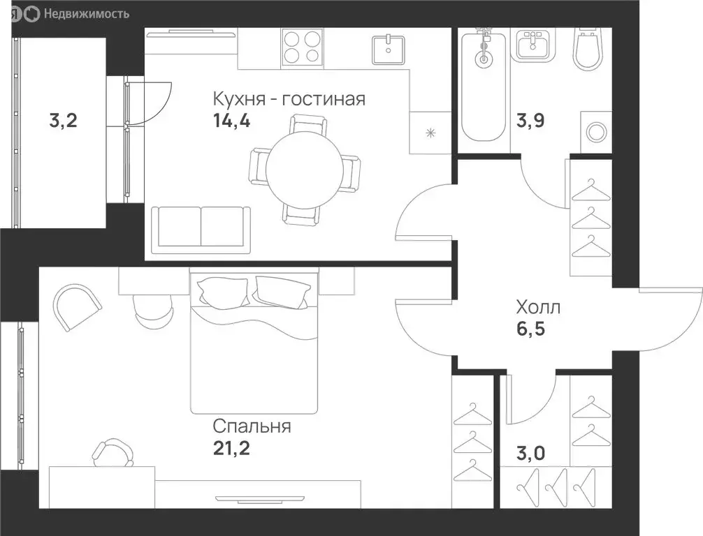1-комнатная квартира: Тула, улица Героев России, 6 (52.2 м) - Фото 1