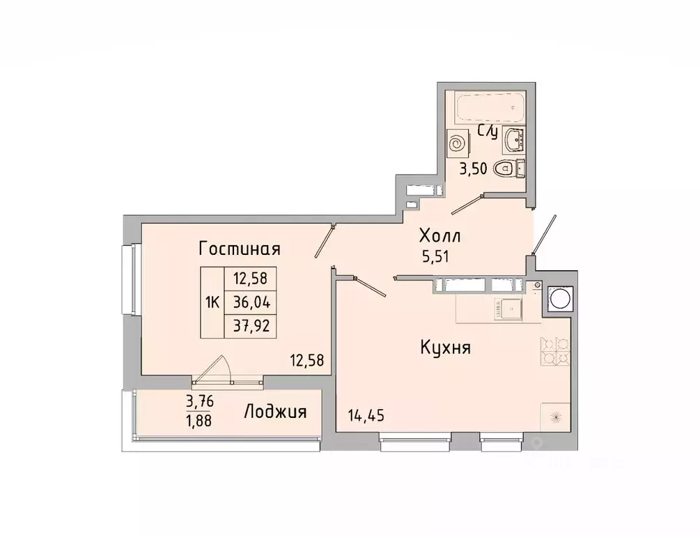 1-к кв. Ростовская область, Батайск ул. Ушинского, 27Ак3 (37.92 м) - Фото 0