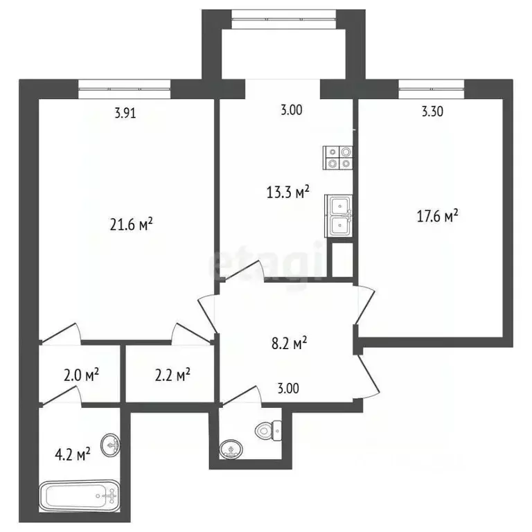 2-к кв. Ямало-Ненецкий АО, Новый Уренгой Оптимистов мкр, 4/2 (70.0 м) - Фото 1