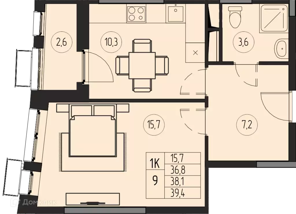 Продаётся 1-к квартира, 38.1 м - Фото 0