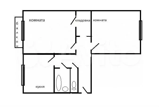 2-к. квартира, 50,1 м, 4/5 эт. - Фото 0