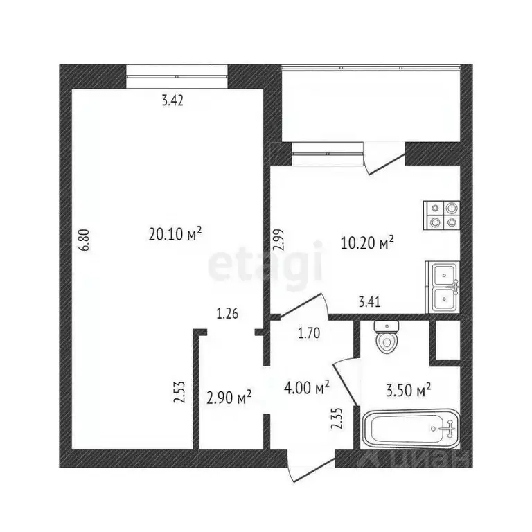 1-к кв. Вологодская область, Вологда ул. Болонина, 1 (40.7 м) - Фото 1