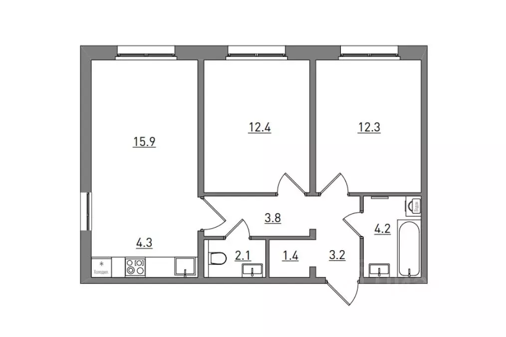 3-к кв. Кировская область, Киров ул. Чистопрудненская, 13А (59.6 м) - Фото 1