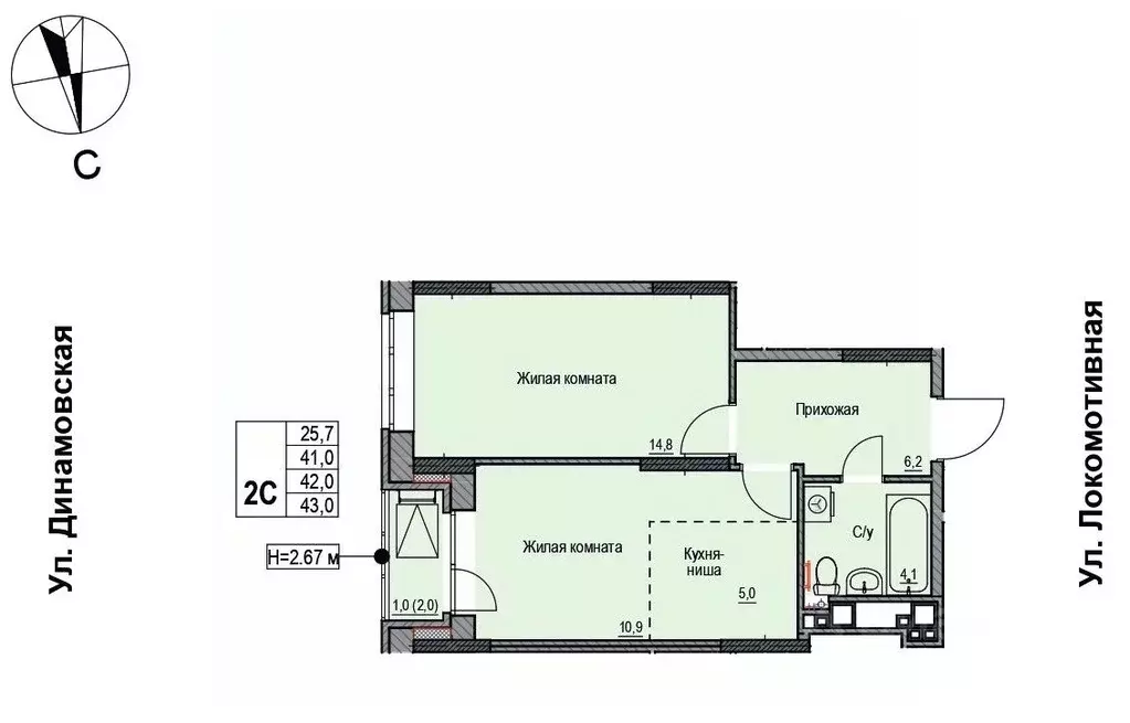 2-к кв. Удмуртия, Ижевск Локомотивная ул., 2 (42.0 м) - Фото 1