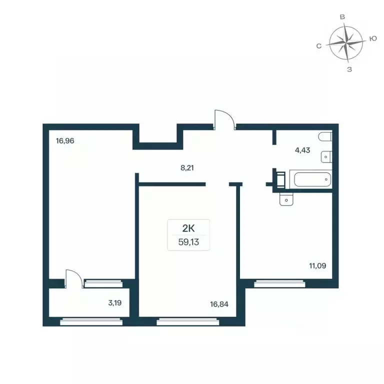 2-к кв. Ленинградская область, Всеволожский район, Заневское городское ... - Фото 1