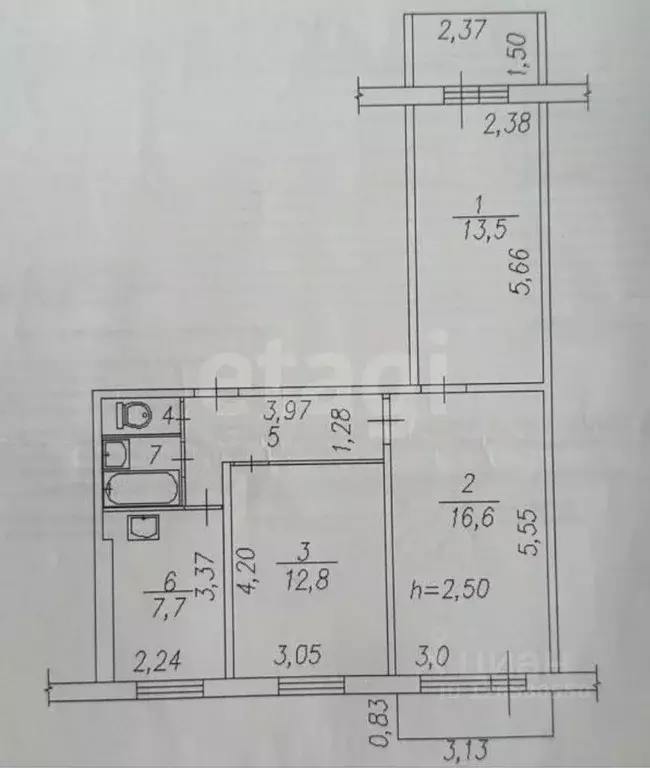 3-к кв. Кемеровская область, Новокузнецк ул. Новоселов, 57 (59.9 м) - Фото 1