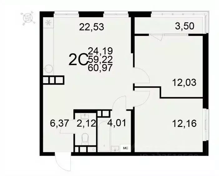 2-к кв. Рязанская область, Рязань ул. Бирюзова (60.97 м) - Фото 1