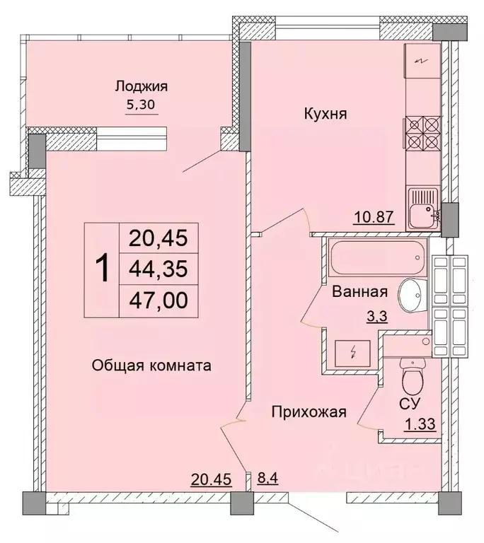 1-к кв. Белгородская область, Старый Оскол Степной мкр, 33Е (47.0 м) - Фото 0