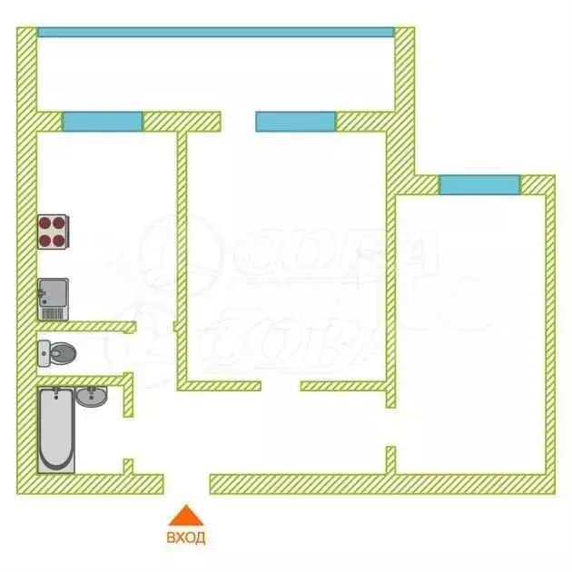 2-к. квартира, 46 м, 1/9 эт. - Фото 0