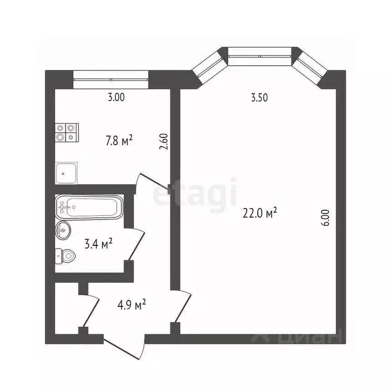 1-к кв. Ямало-Ненецкий АО, Новый Уренгой Надымская ул., 5 (39.7 м) - Фото 1