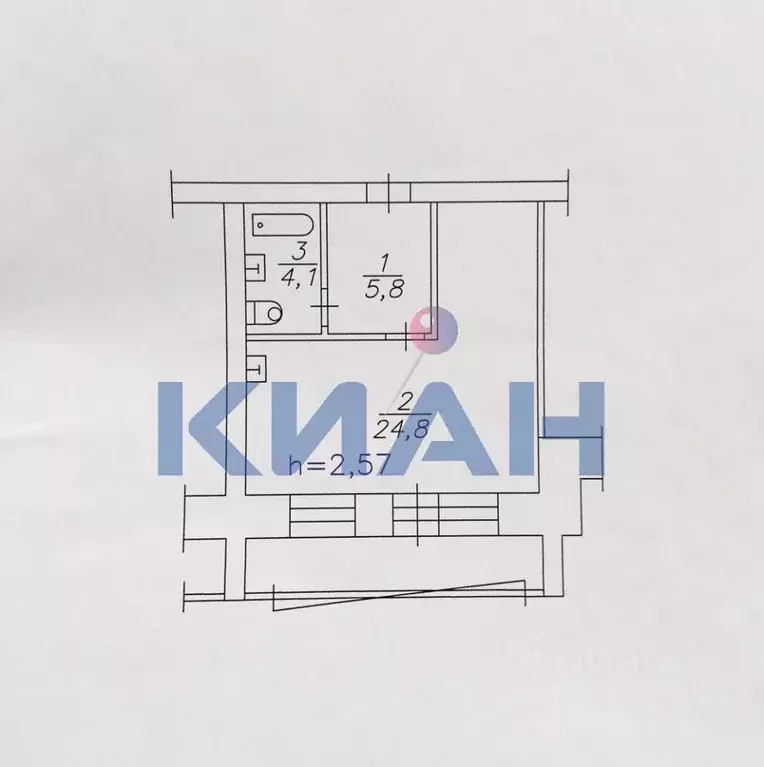 Студия Красноярский край, Красноярск ул. Куйбышева, 97 (34.7 м) - Фото 2