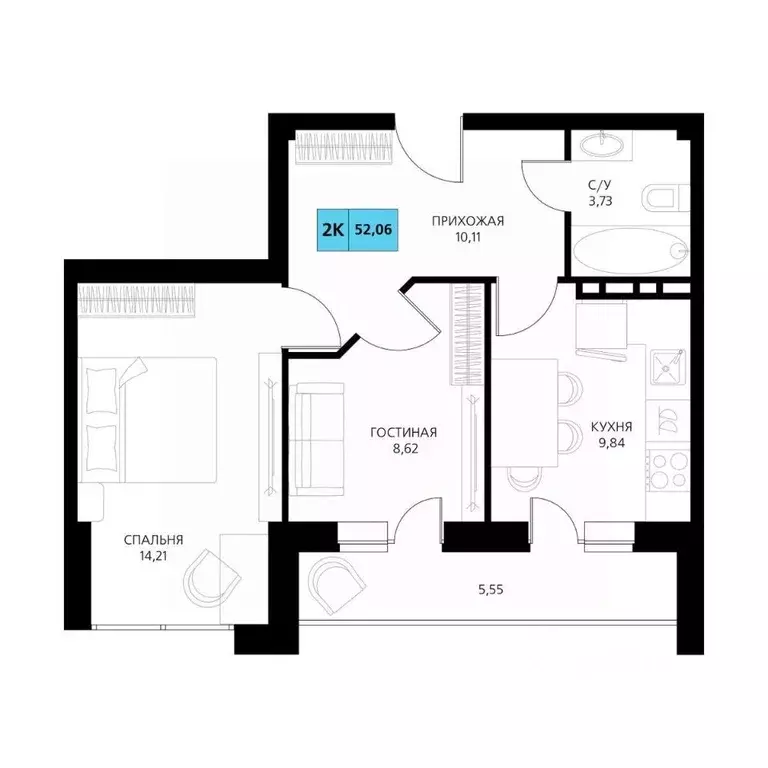 2-к кв. Дагестан, Дербент  (52.06 м) - Фото 1