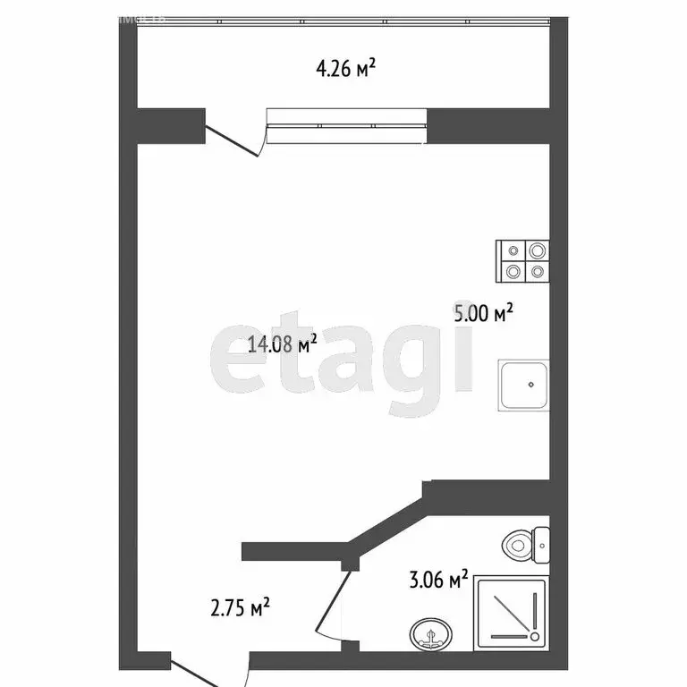 Квартира-студия: Челябинск, улица Петра Сумина, 18 (31.3 м) - Фото 1