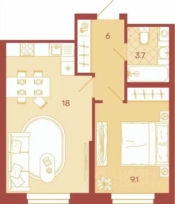 1-к кв. Пензенская область, Пенза ул. Минская, 25 (36.0 м) - Фото 0