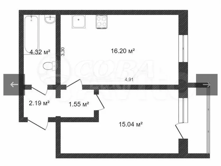 1-к. квартира, 40 м, 3/10 эт. - Фото 0