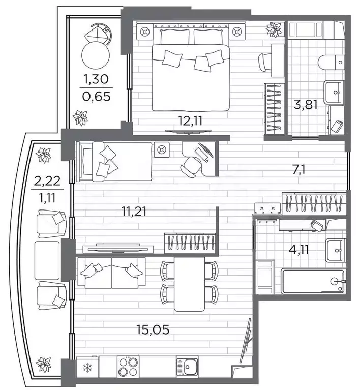 2-к. квартира, 55,1 м, 13/13 эт. - Фото 1