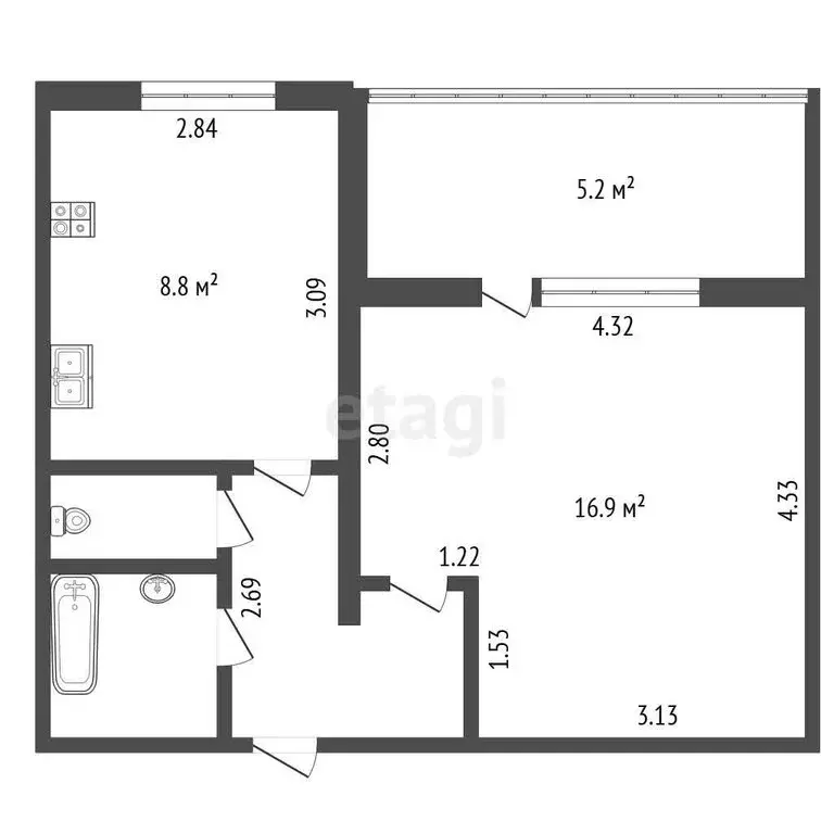 1-комнатная квартира: Санкт-Петербург, Рябовское шоссе, 121к3 (34.9 м) - Фото 1