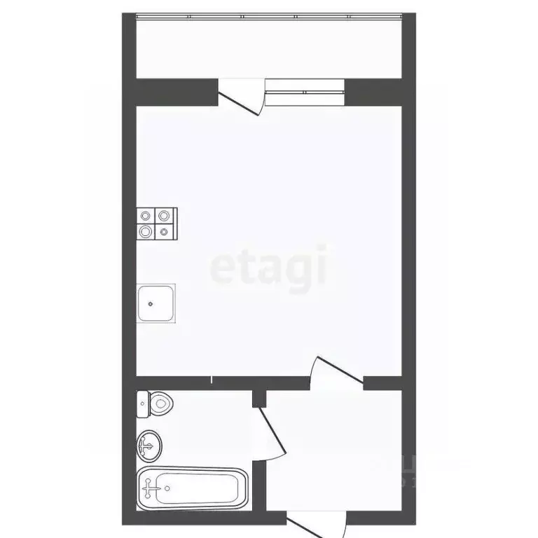 Студия Тюменская область, Тюмень ул. Ю.-Р.Г. Эрвье, 30к4 (31.0 м) - Фото 2