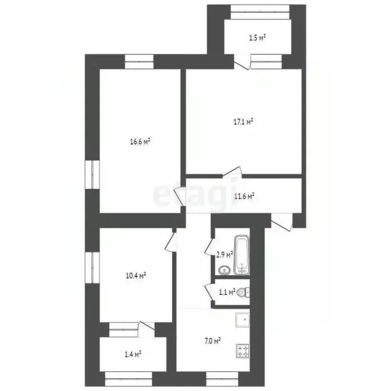 3-к кв. Севастополь ул. Херсонская, 6 (69.6 м) - Фото 1