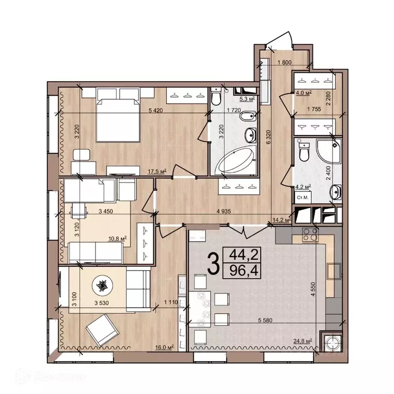 3-к кв. Рязанская область, Рязань Московский р-н, проезд 4-й ... - Фото 1