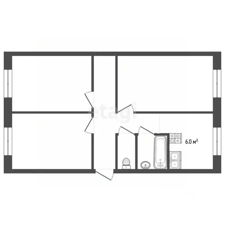 3-к кв. Тамбовская область, Тамбов бул. Энтузиастов, 37 (62.7 м) - Фото 2