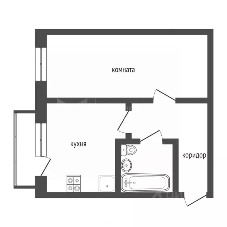 1-к кв. Тюменская область, Тюмень Камчатская ул., 2/1 (32.2 м) - Фото 2