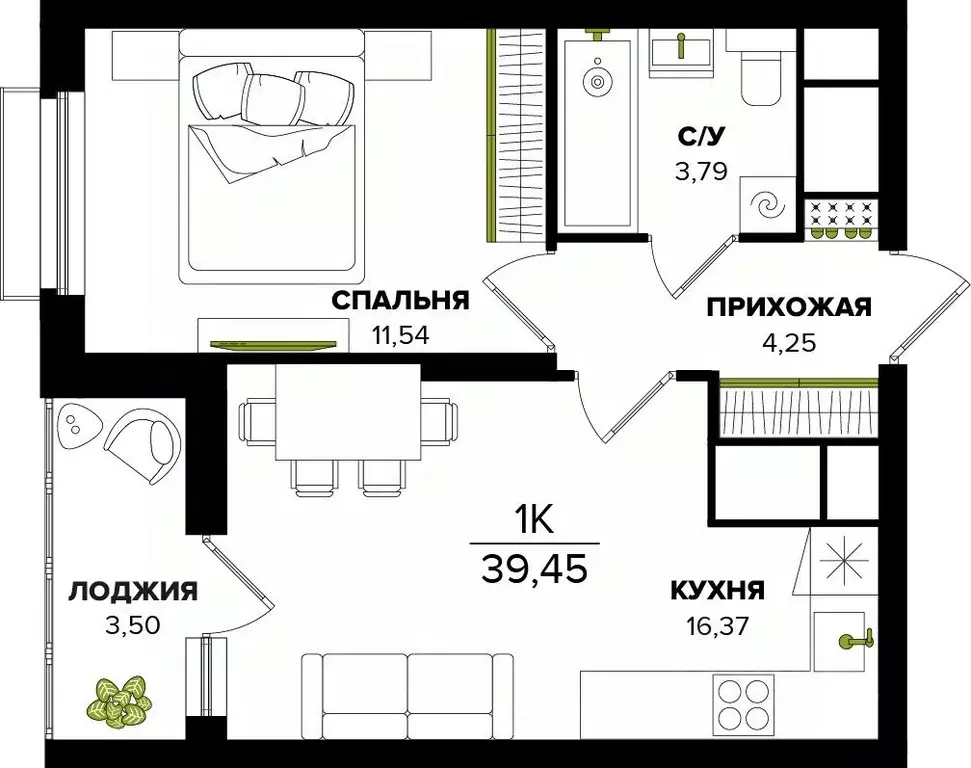 1-к кв. Тульская область, Тула  (39.45 м) - Фото 0