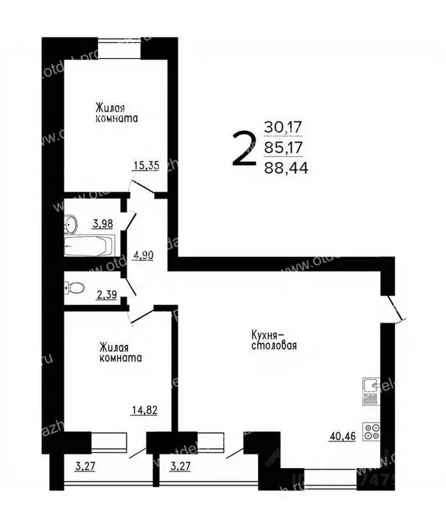 3-к кв. Воронежская область, Семилуки ул. Маяковского, 37/4 (81.0 м) - Фото 1