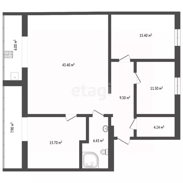 3-к кв. Тюменская область, Тюмень Мельничная ул., 83 (122.7 м) - Фото 2